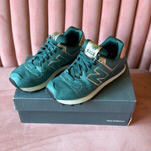New Balance Teal and Rose Gold Sneakers